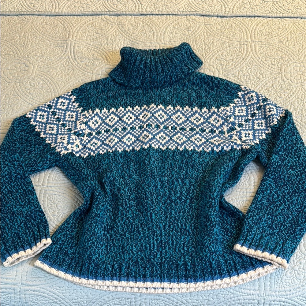 90s Teal and White Sweater
